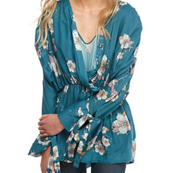 Free People Tuscan Dreams Turquoise Tunic S - Picture 5 of 16